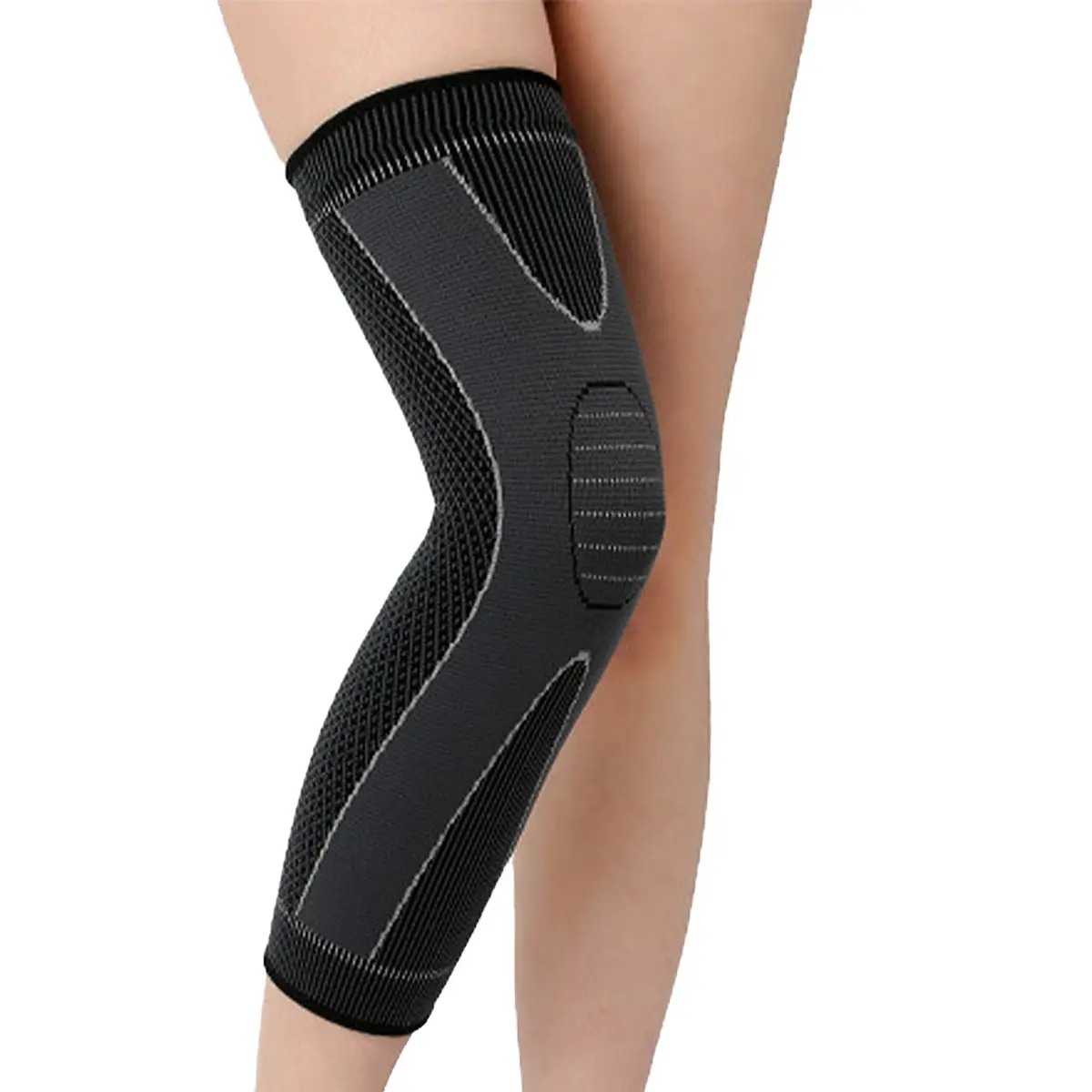 Manufactur standard Adjustable Knee Cap - Compression Long Knitted Nylon Knee Brace  – Senyu