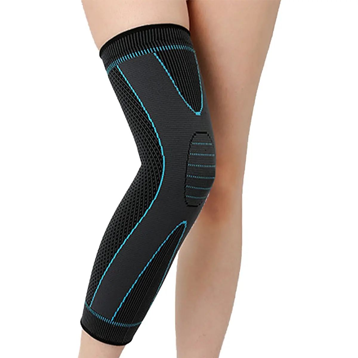 Manufactur standard Adjustable Knee Cap - Compression Long Knitted Nylon Knee Brace  – Senyu