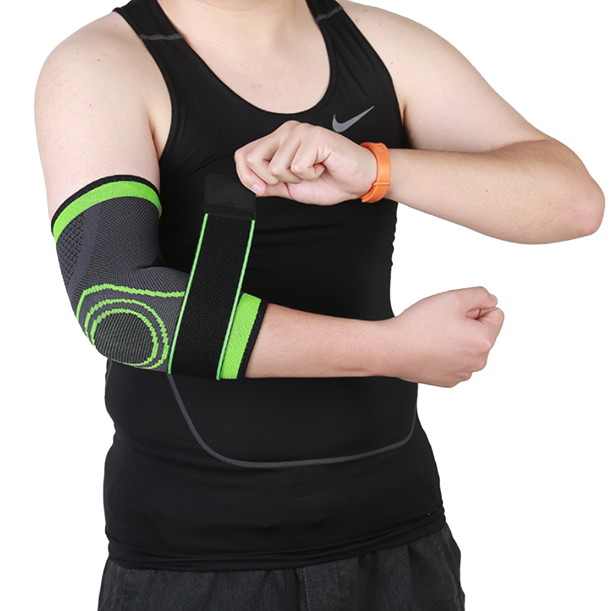 Nylon Knitted Elbow Brace Sleeve With Strap